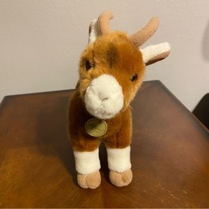 Aurora Goat Stuffed Plush Standing Brown White Horns